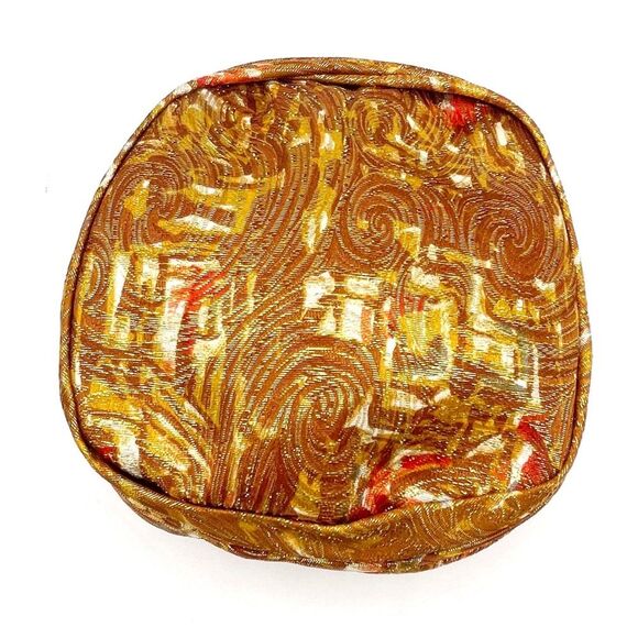 Vintage Valerie Modes Draped Turban Pillbox Hat – Metallic Gold & Bronze Brocade - Picture 9 of 16